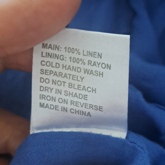 Blue Linen Midi Dress - Picture 4 of 4